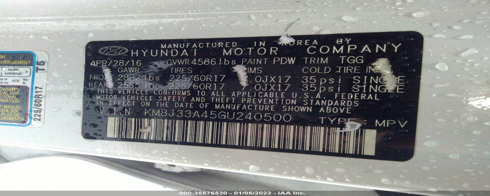 KM8J33A45GU240500 2016 HYUNDAI TUCSON photo no. 9