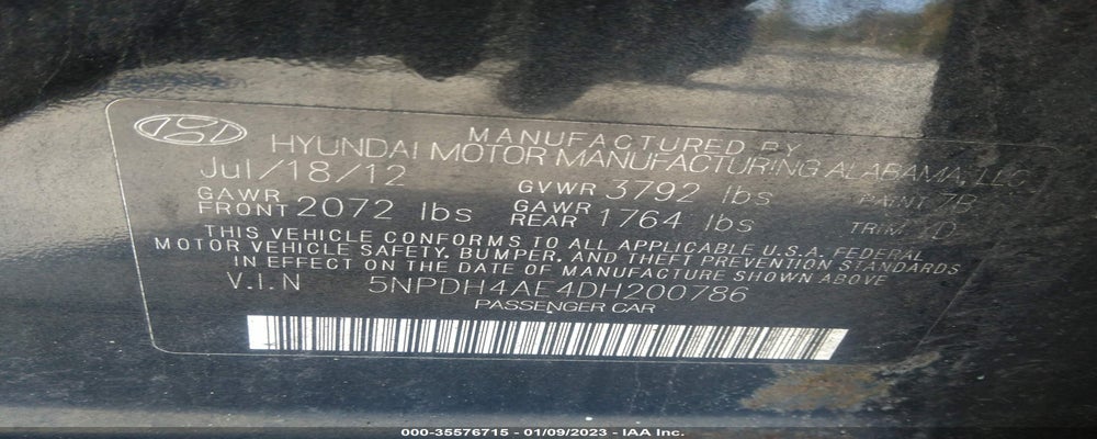 5NPDH4AE4DH200786 2013 HYUNDAI ELANTRA photo no. 9
