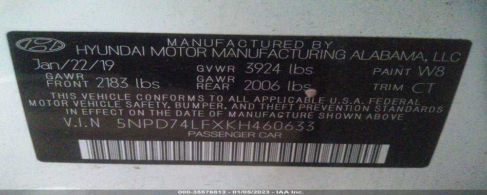 5NPD74LFXKH460633 2019 HYUNDAI ELANTRA photo no. 9