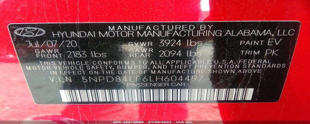 5NPD84LF6LH604497 2020 HYUNDAI ELANTRA photo no. 9