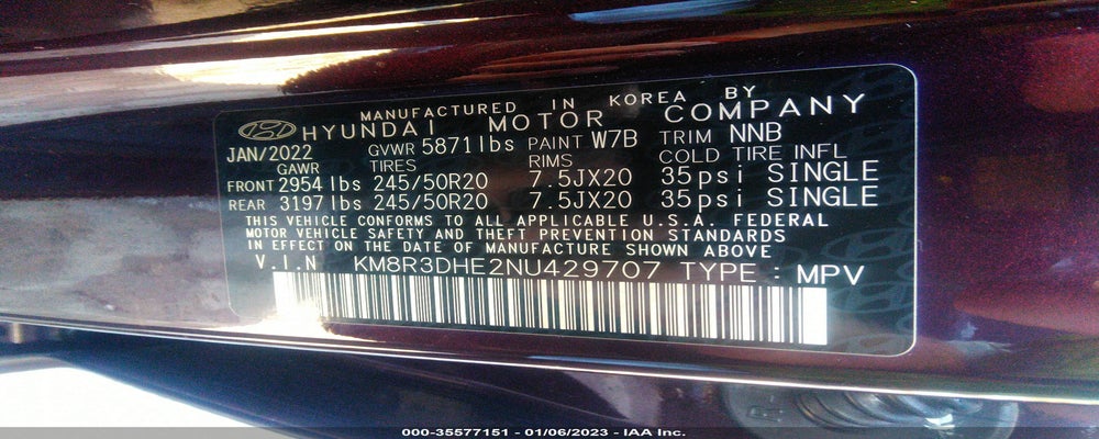 KM8R3DHE2NU429707 2022 HYUNDAI PALISADE photo no. 9