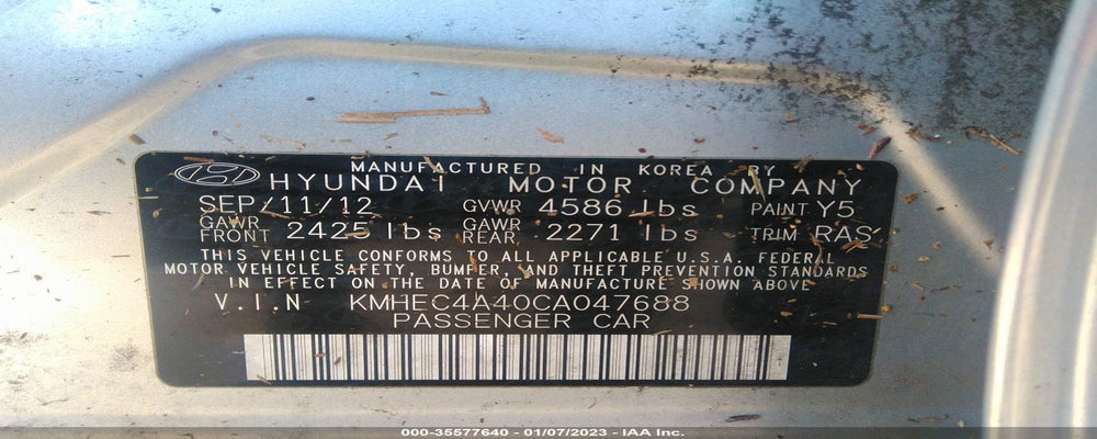 KMHEC4A40CA047688 2012 HYUNDAI SONATA photo no. 9