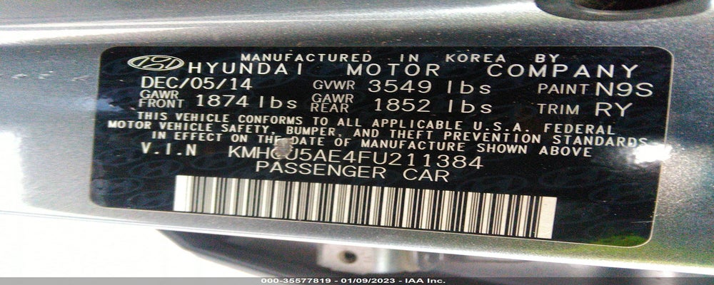 KMHCU5AE4FU211384 2015 HYUNDAI ACCENT photo no. 9
