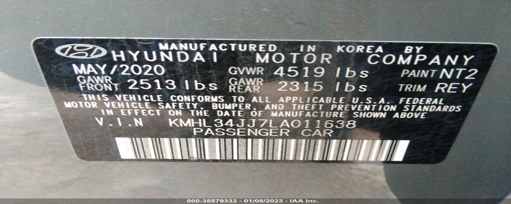 KMHL34JJ7LA011638 2020 HYUNDAI SONATA HYBRID photo no. 9