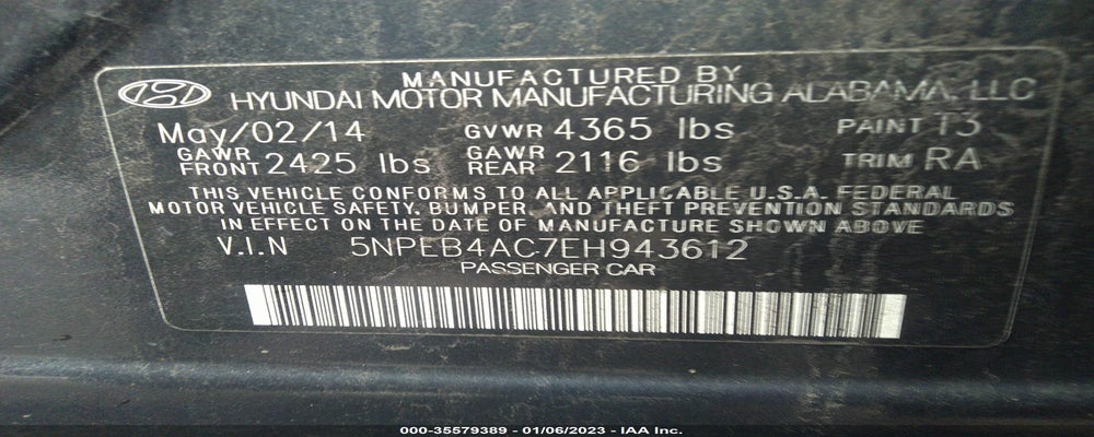 5NPEB4AC7EH943612 2014 HYUNDAI SONATA photo no. 9