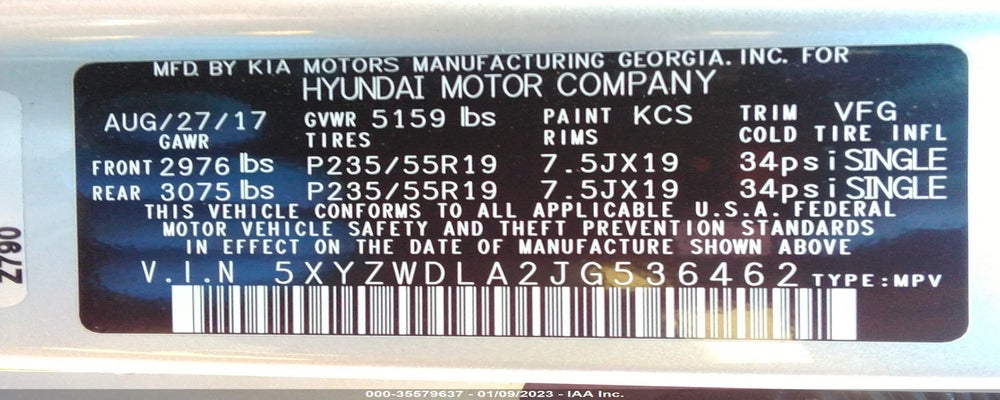 5XYZWDLA2JG536462 2018 HYUNDAI SANTA FE SPORT photo no. 9