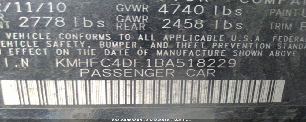 KMHFC4DF1BA518229 2011 HYUNDAI AZERA photo no. 9