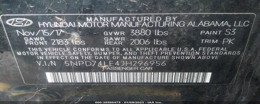 5NPD74LF4JH296956 2018 HYUNDAI ELANTRA photo no. 9