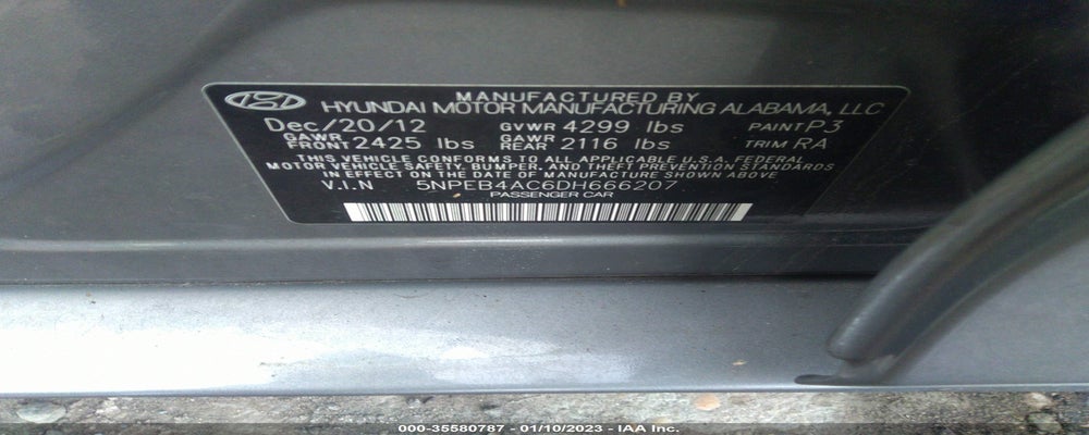 5NPEB4AC6DH666207 2013 HYUNDAI SONATA photo no. 9