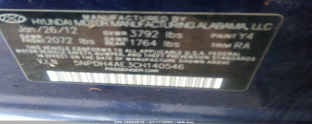 5NPDH4AE3CH140546 2012 HYUNDAI ELANTRA photo no. 9