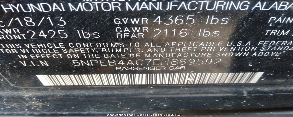 5NPEB4AC7EH869592 2014 HYUNDAI SONATA photo no. 9