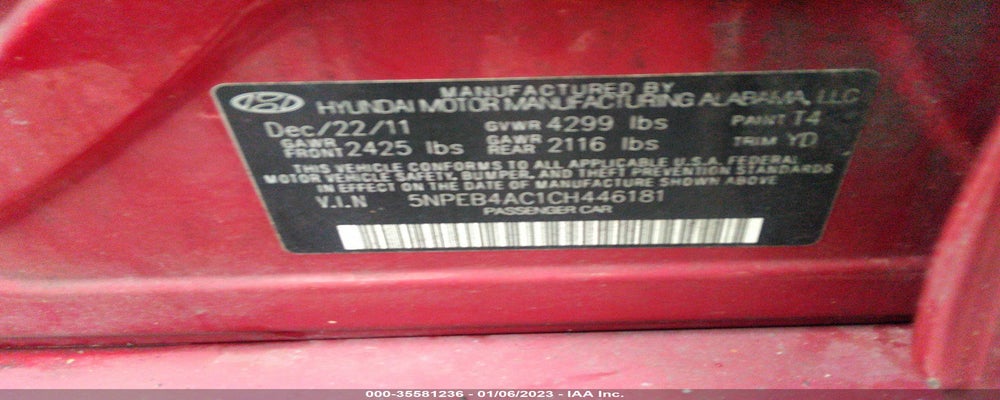 5NPEB4AC1CH446181 2012 HYUNDAI SONATA photo no. 9