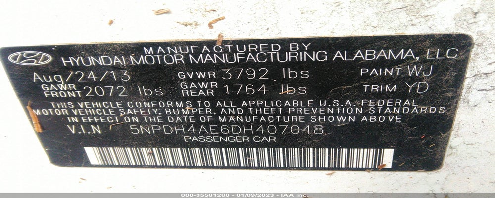 5NPDH4AE6DH407048 2013 HYUNDAI ELANTRA photo no. 9