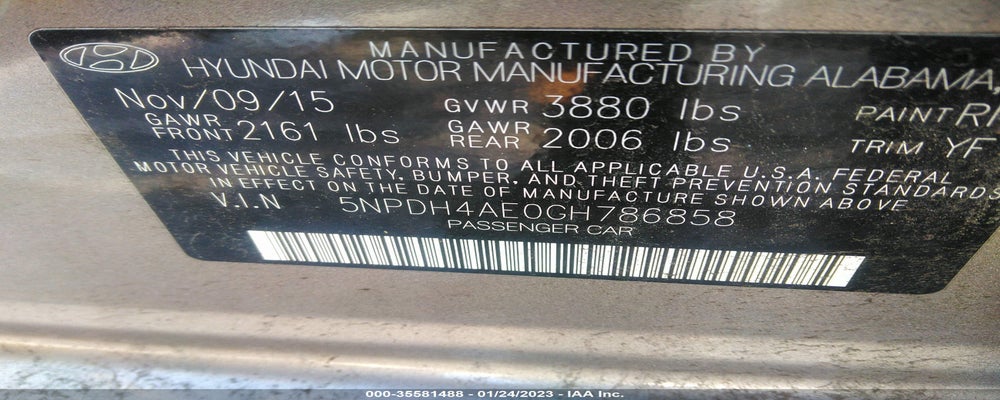 5NPDH4AE0GH786858 2016 HYUNDAI ELANTRA photo no. 9