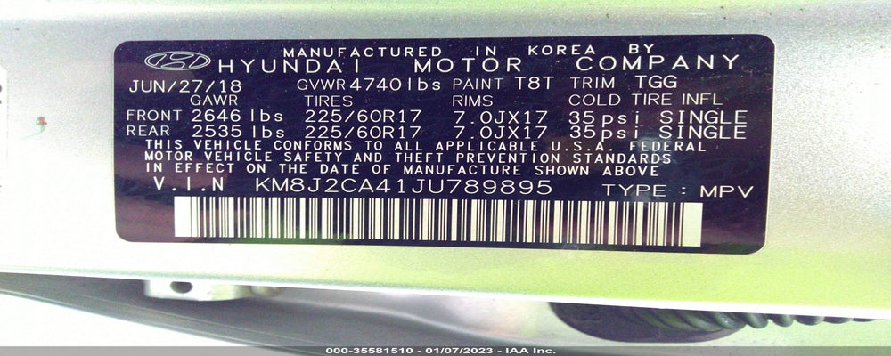 KM8J2CA41JU789895 2018 HYUNDAI TUCSON photo no. 9