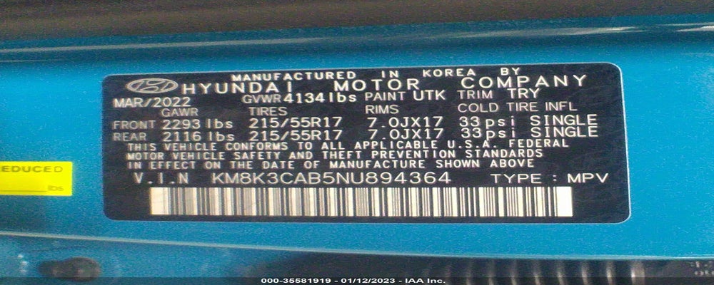 KM8K3CAB5NU894364 2022 HYUNDAI KONA photo no. 9