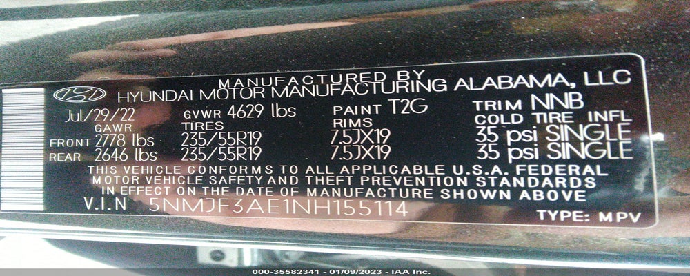 5NMJF3AE1NH155114 2022 HYUNDAI TUCSON photo no. 9