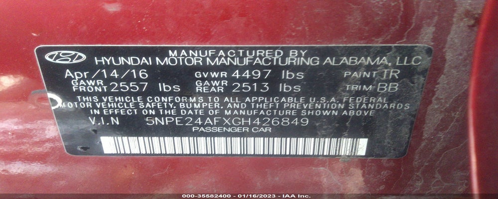 5NPE24AFXGH426849 2016 HYUNDAI SONATA photo no. 9