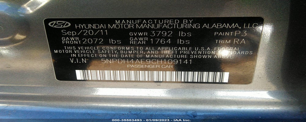 5NPDH4AE9CH109141 2012 HYUNDAI ELANTRA photo no. 9