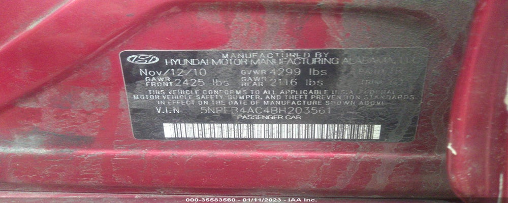 5NPEB4AC4BH203561 2011 HYUNDAI SONATA photo no. 9