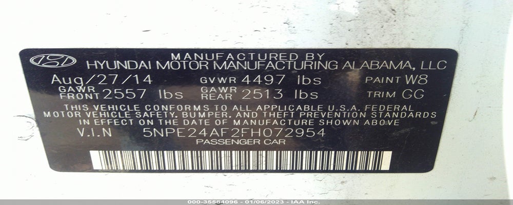 5NPE24AF2FH072954 2015 HYUNDAI SONATA photo no. 9