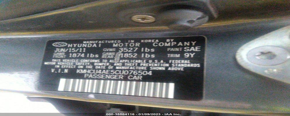 KMHCU4AE5CU076504 2012 HYUNDAI ACCENT photo no. 9