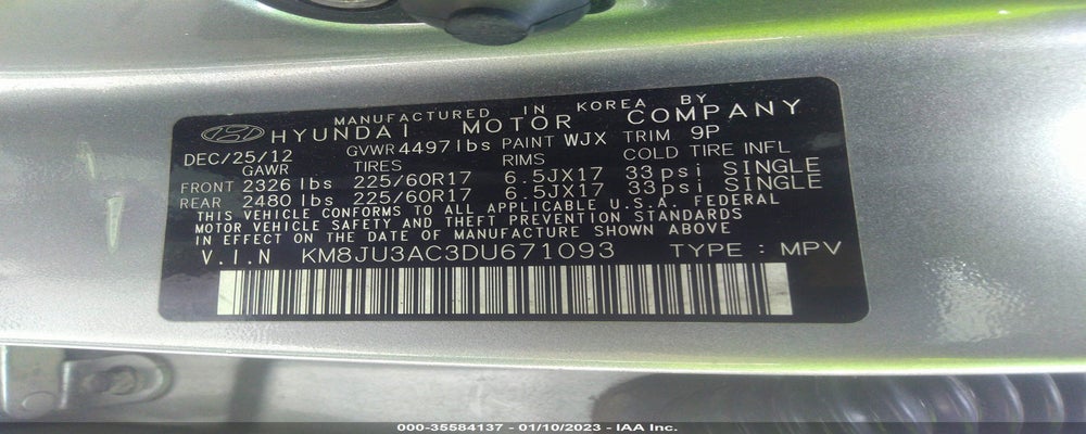 KM8JU3AC3DU671093 2013 HYUNDAI TUCSON photo no. 9