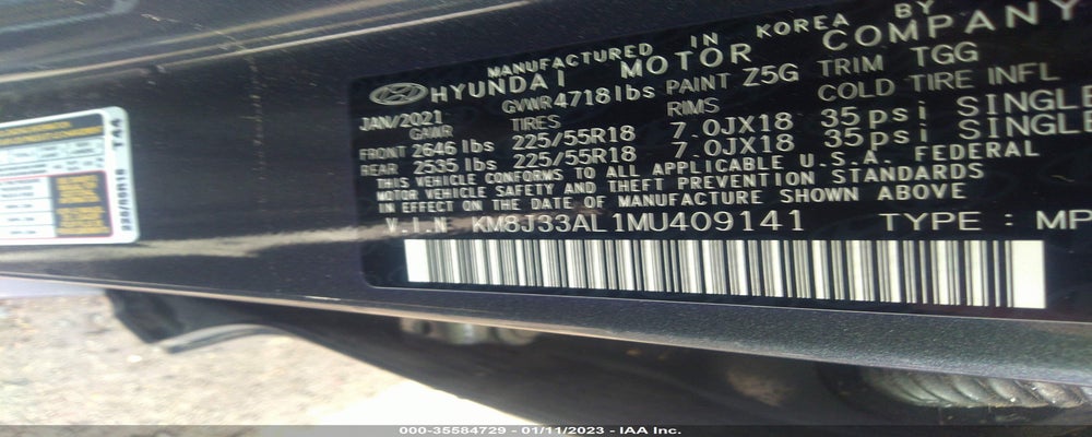 KM8J33AL1MU409141 2021 HYUNDAI TUCSON photo no. 9