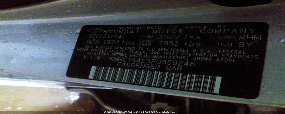 KMHCT4AE3FU859246 2015 HYUNDAI ACCENT photo no. 9