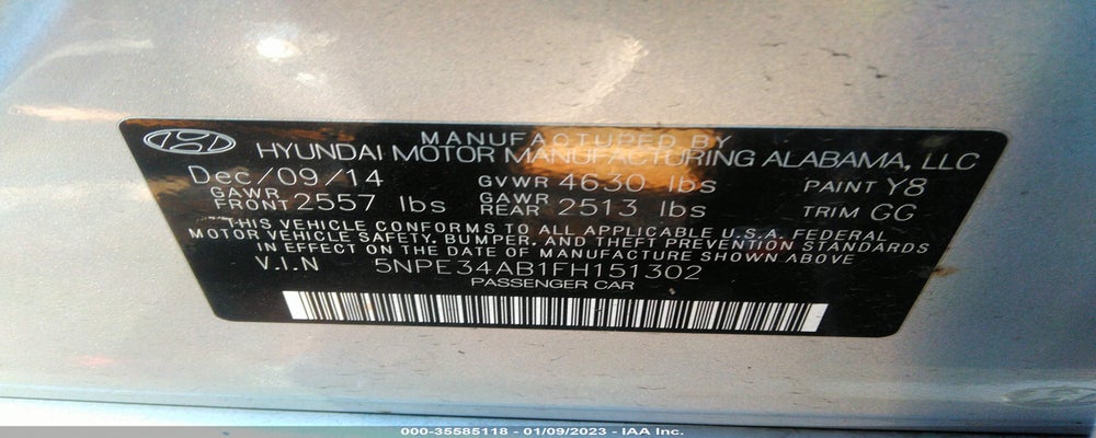 5NPE34AB1FH151302 2015 HYUNDAI SONATA photo no. 9