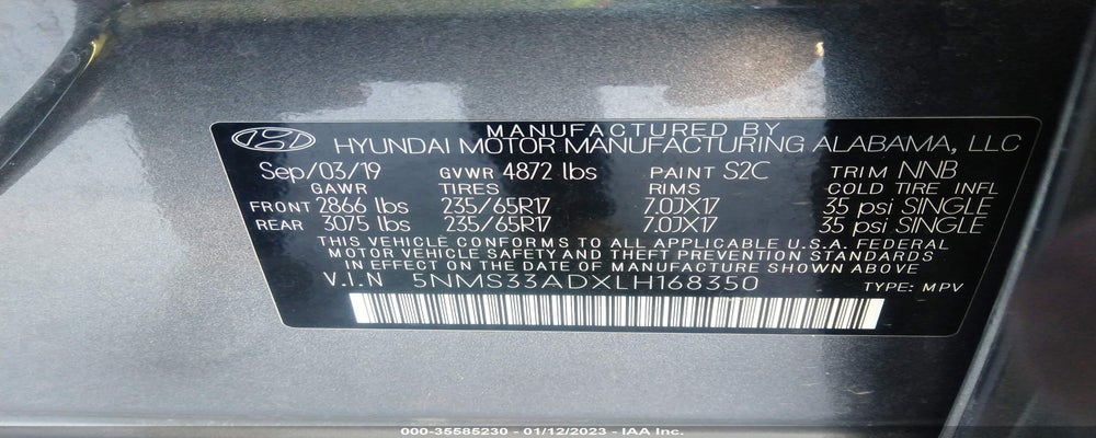 5NMS33ADXLH168350 2020 HYUNDAI SANTA FE photo no. 9
