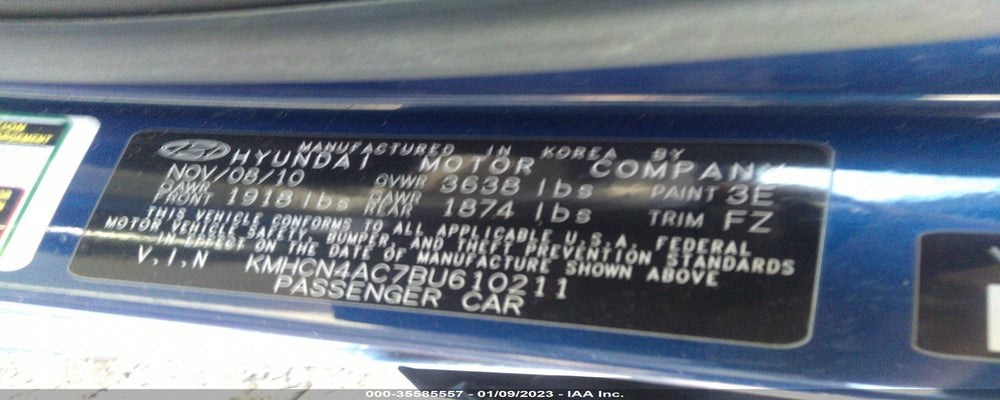 KMHCN4AC7BU610211 2011 HYUNDAI ACCENT photo no. 9