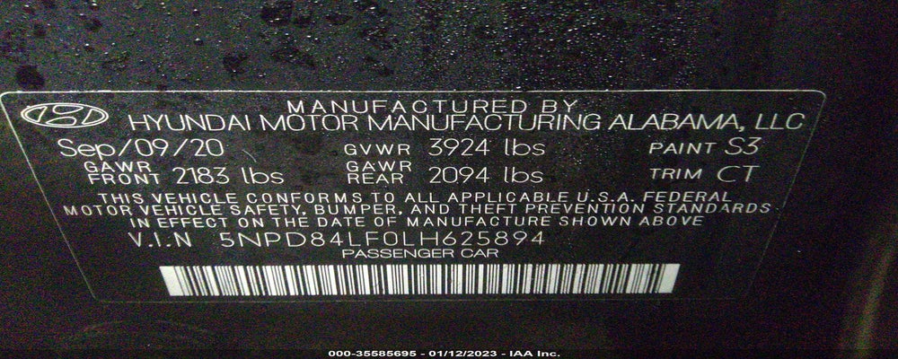 5NPD84LF0LH625894 2020 HYUNDAI ELANTRA photo no. 9