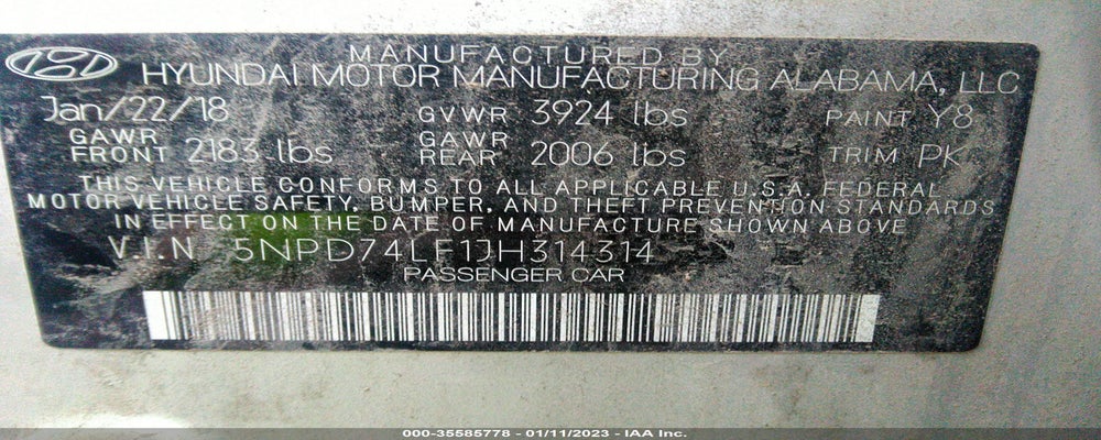 5NPD74LF1JH314314 2018 HYUNDAI ELANTRA photo no. 9