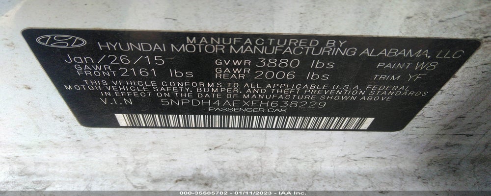 5NPDH4AEXFH638229 2015 HYUNDAI ELANTRA photo no. 9