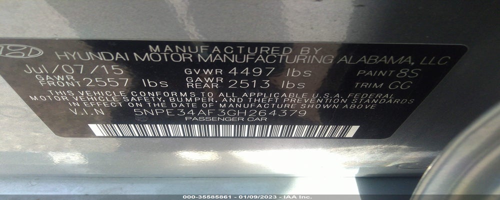 5NPE34AF3GH264379 2016 HYUNDAI SONATA photo no. 9