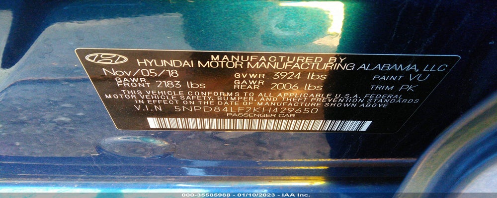 5NPD84LF2KH429650 2019 HYUNDAI ELANTRA photo no. 9