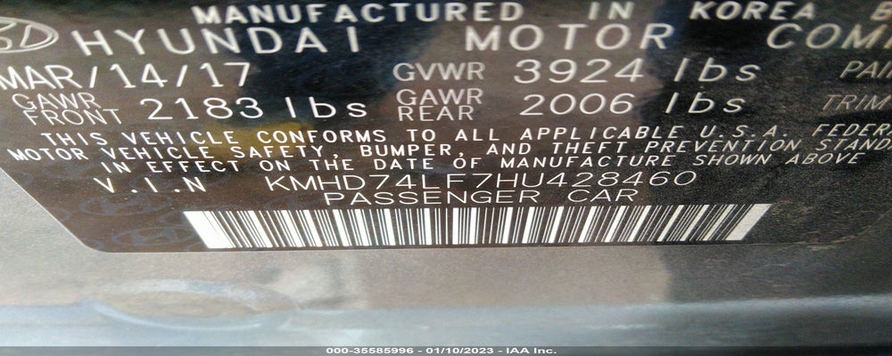 KMHD74LF7HU428460 2017 HYUNDAI ELANTRA photo no. 9