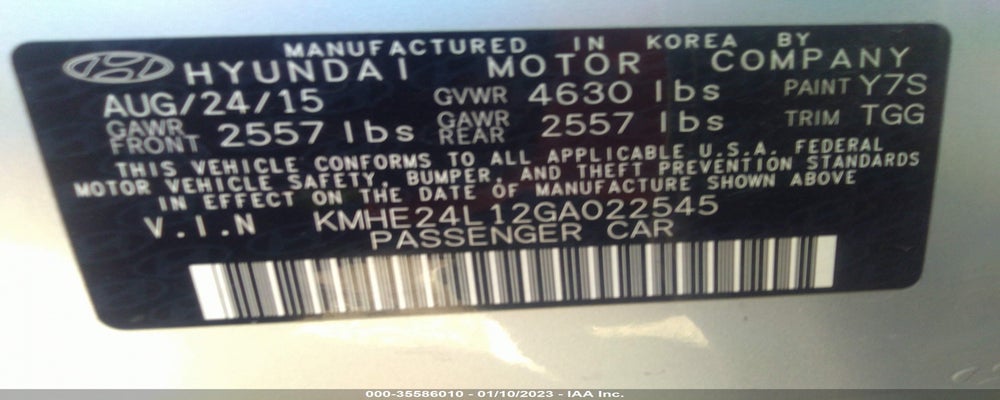KMHE24L12GA022545 2016 HYUNDAI SONATA HYBRID photo no. 9