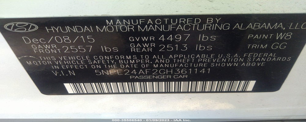 5NPE24AF2GH361141 2016 HYUNDAI SONATA photo no. 9
