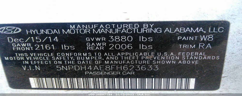 5NPDH4AE8FH623633 2015 HYUNDAI ELANTRA photo no. 9