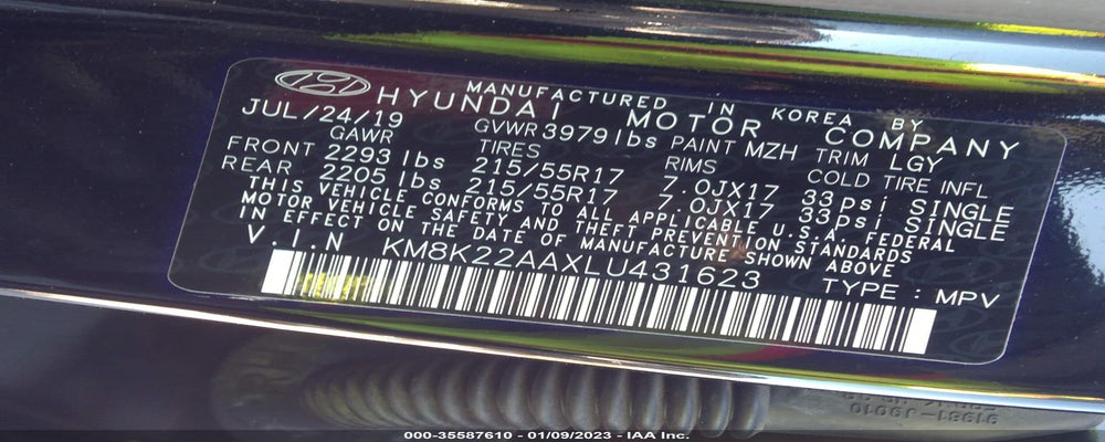 KM8K22AAXLU431623 2020 HYUNDAI KONA photo no. 9