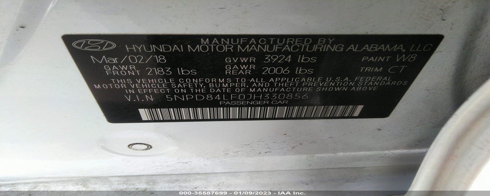 5NPD84LF0JH330856 2018 HYUNDAI ELANTRA photo no. 9