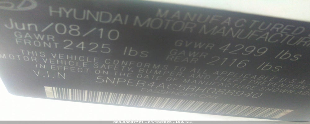 5NPEB4AC5BH088940 2011 HYUNDAI SONATA photo no. 9