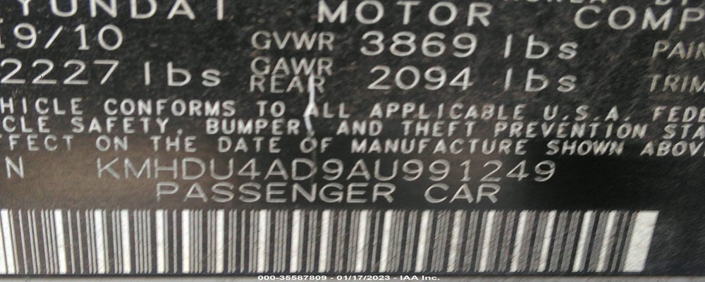 KMHDU4AD9AU991249 2010 HYUNDAI ELANTRA photo no. 9