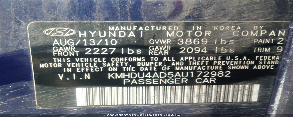 KMHDU4AD5AU172982 2010 HYUNDAI ELANTRA photo no. 9