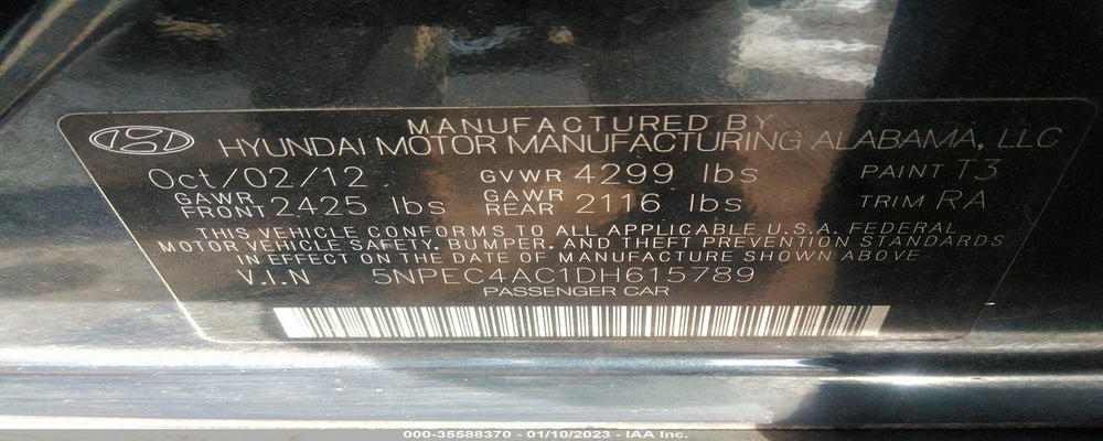 5NPEC4AC1DH615789 2013 HYUNDAI SONATA photo no. 9