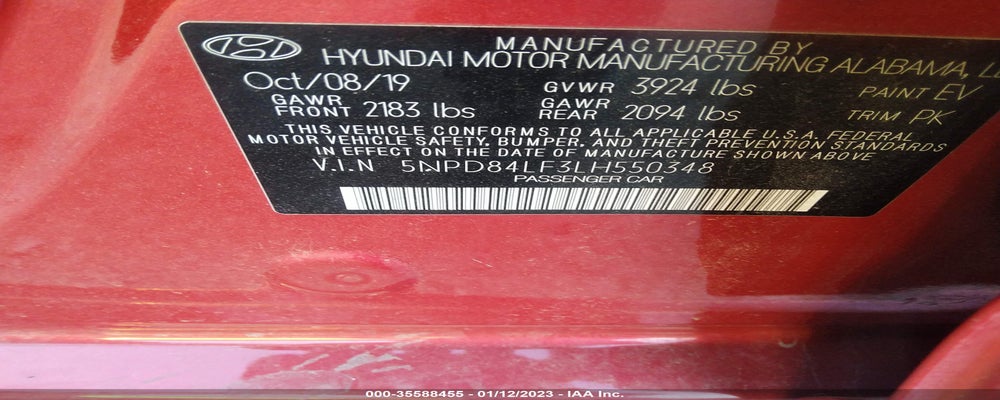 5NPD84LF3LH550348 2020 HYUNDAI ELANTRA photo no. 9