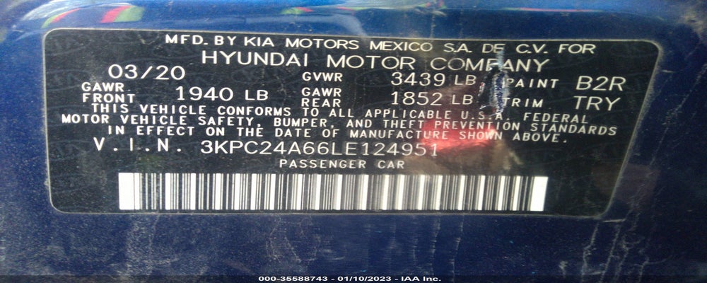 3KPC24A66LE124951 2020 HYUNDAI ACCENT photo no. 9