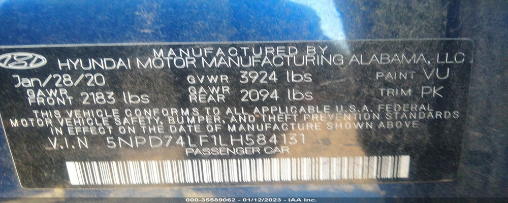 5NPD74LF1LH584131 2020 HYUNDAI ELANTRA photo no. 9